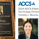 Selina Wang and award plaque for the AOCS Timothy Mounts Award
