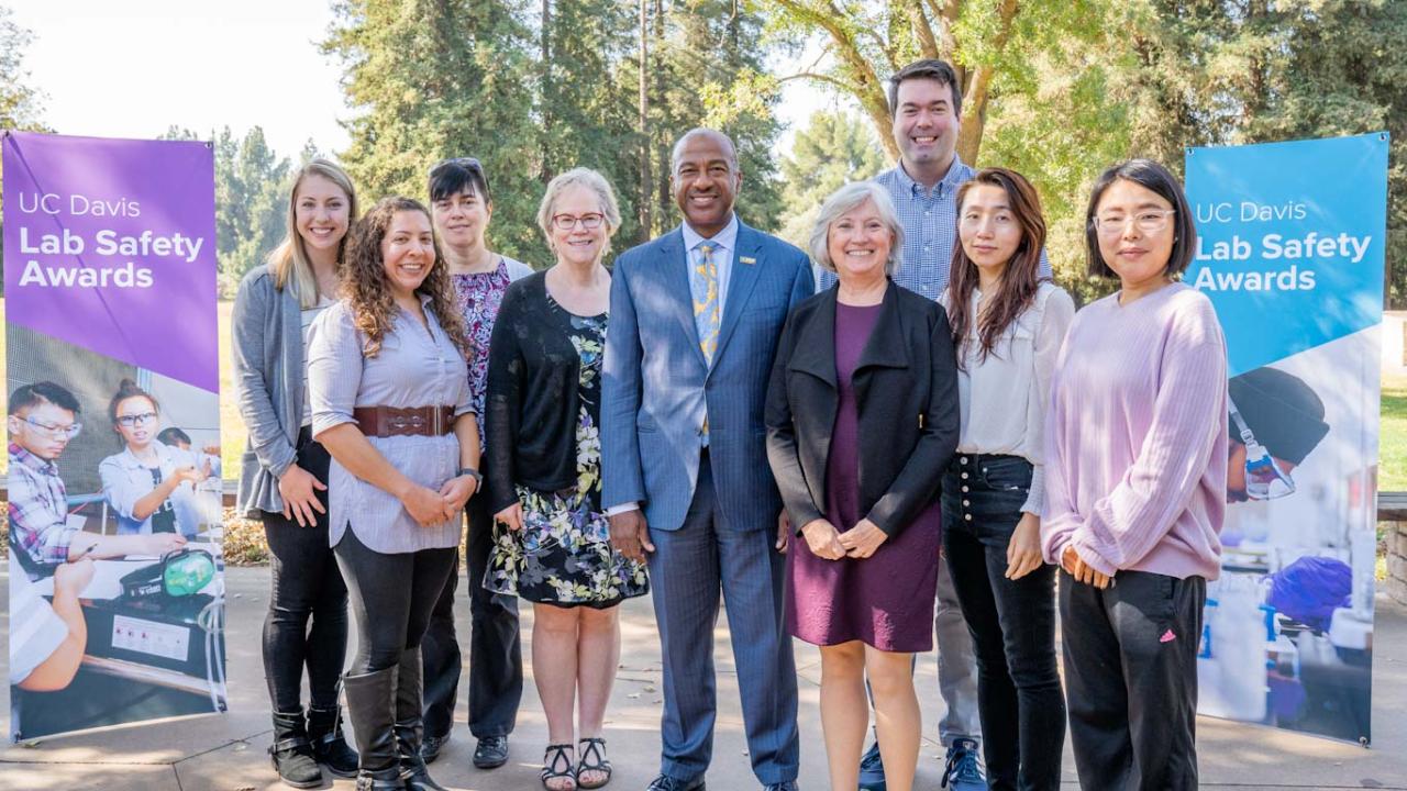 lab members with Chancellor May