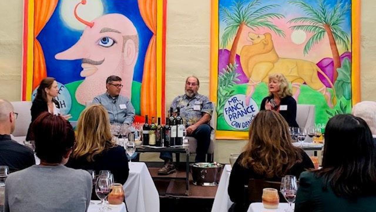 The art of Sam Gittings, on display at the Robert Mondavi Winery, formed the backdrop for the annual meeting of the Oakville Winegrowers.