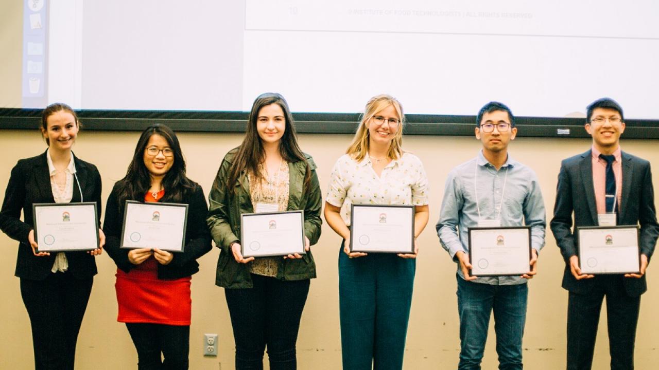 Six of the nine Cruess Scholars: Kyla Broderick, Annie Chan, Thea Chryssogelos, Maddison Gurrola, Chenhao (Luke) Qian, and Adley Tong Cruess Scholars