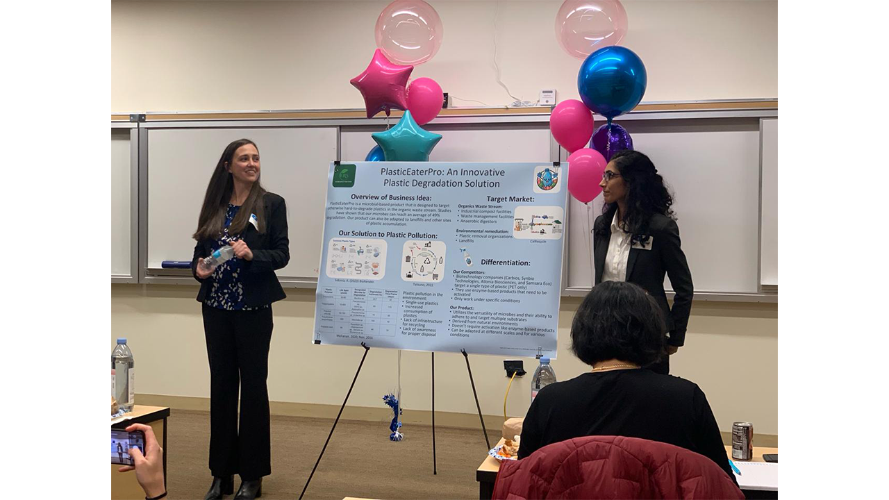 Greenwood and Shruti Parikh at the 2024 UC Davis Little Bang! Pitch + Poster Competition