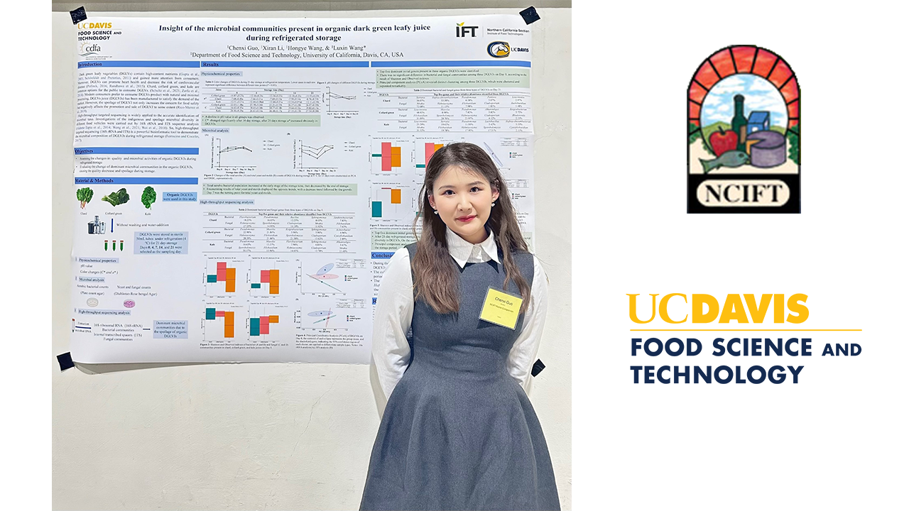 Chenxi Guo next to her 1st place poster in NCIFT competition.