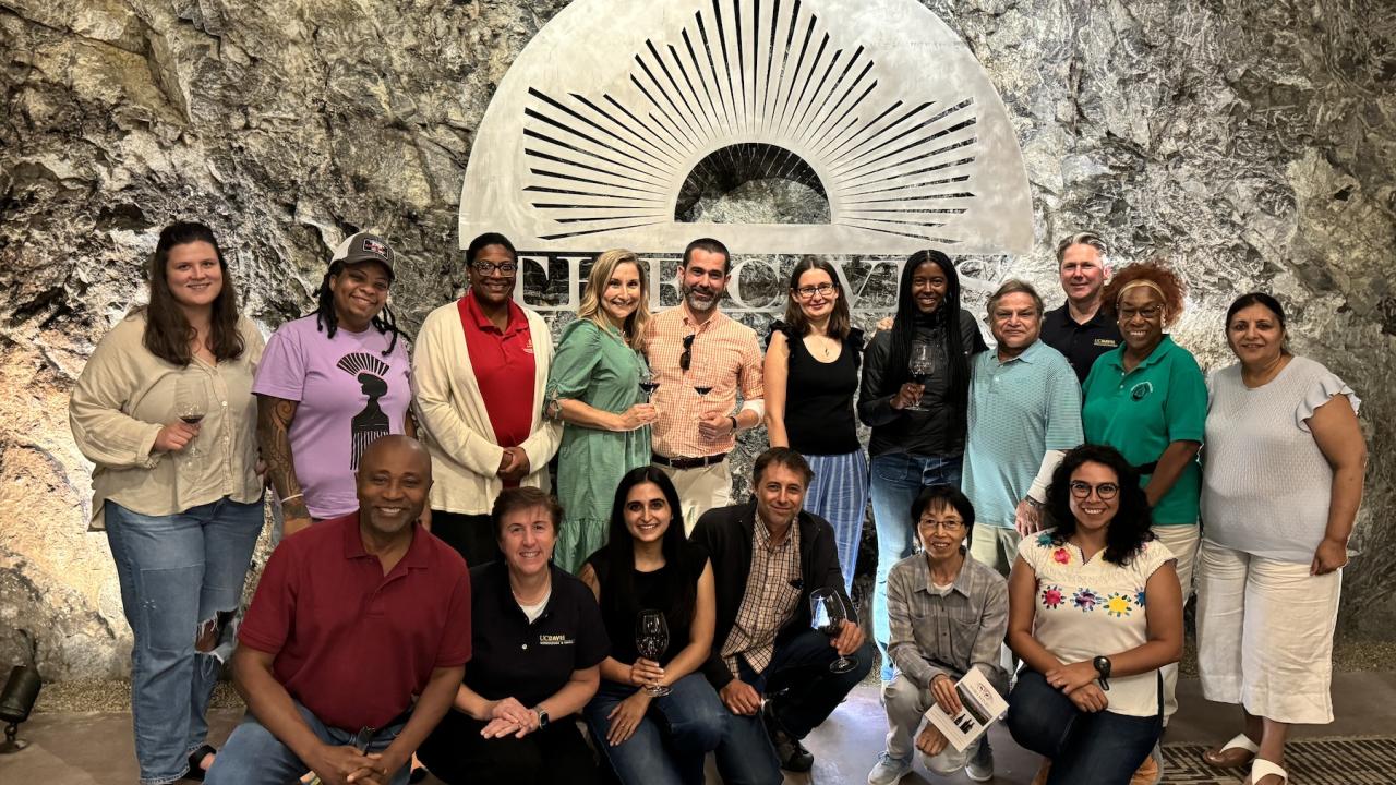 Bootcamp attendees pose for a picture at Lobo Wines