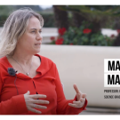 Maria Marco sitting and discussing her research in an interview. 