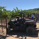 Nathan Strong, chief executive officer and president at Terroir AI, a startup company, demonstrates an automated yield count unit at UC Davis Oakville Station.The Terroir AI unit is mounted on the back an ATV. Kerana Todorv/Wine Business Monthly